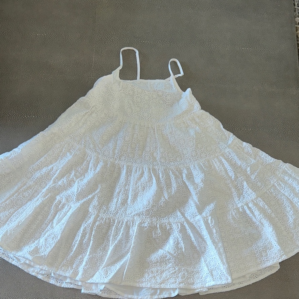 Joie White Eyelet Tiered Spaghetti-Strap Dress